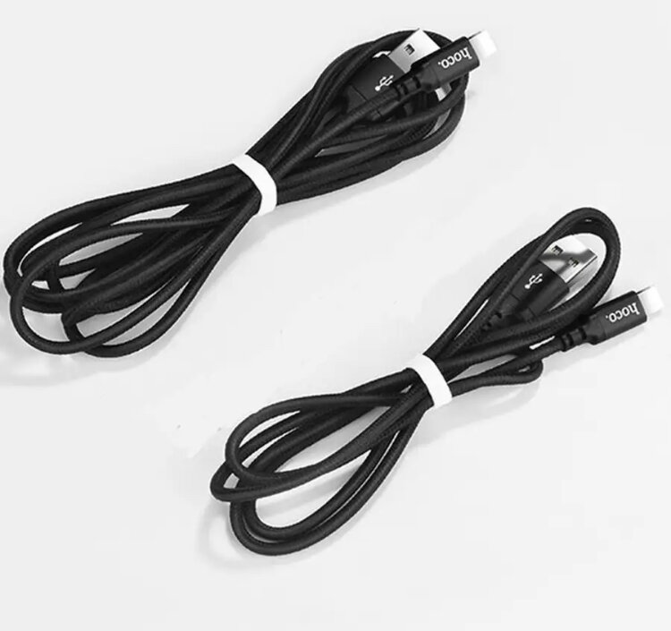 Кабель в тканевой оплетке USB - Lightning Hoco X14 Times Speed, 1м, черный — фото 1
