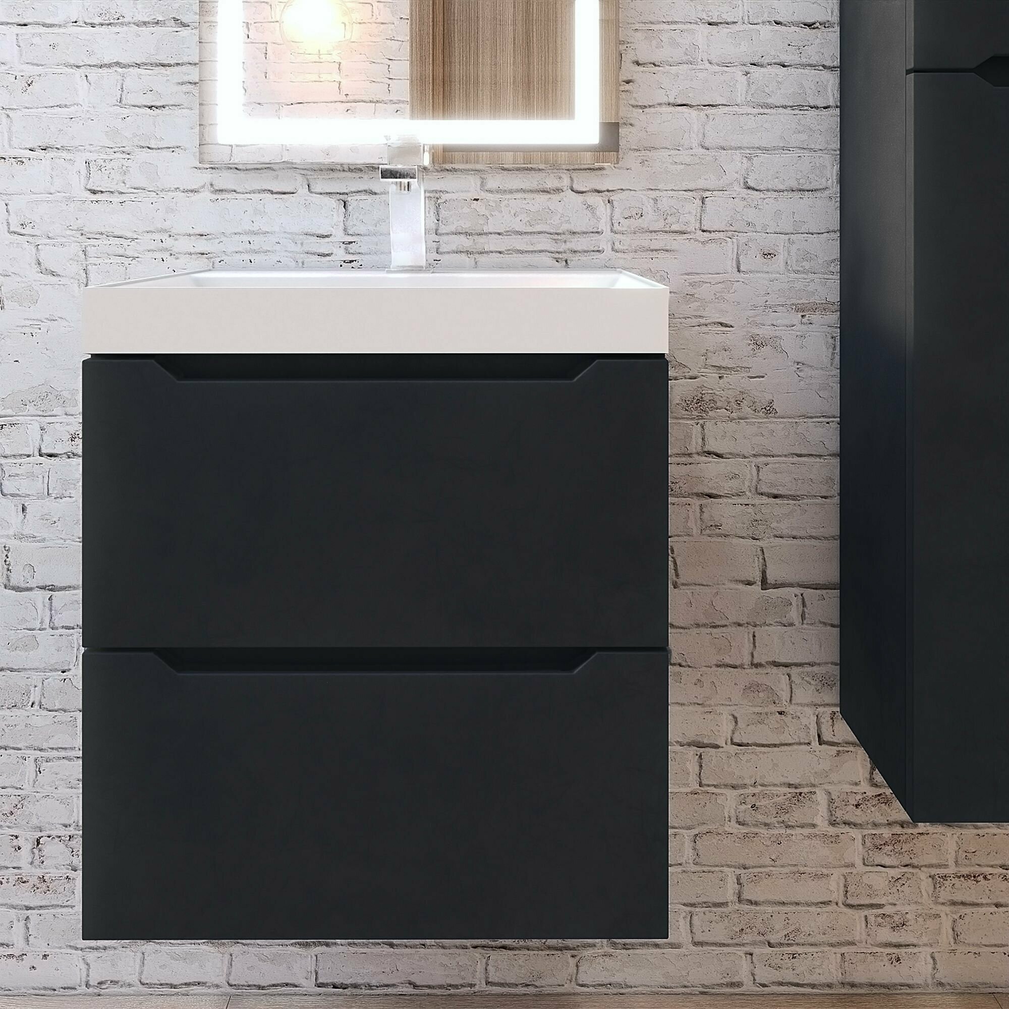 фото Тумба под раковину для ванной Uperwood Tanos NEW 50 см, подвесная, черная