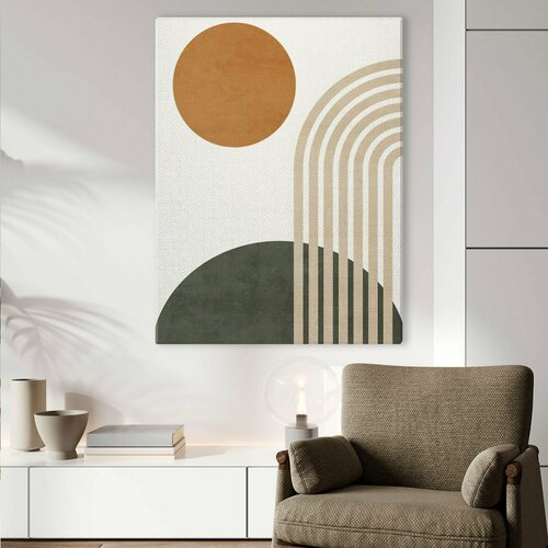 Картина на холсте для интерьера - Минимализм абстракция, круг дуги 60х80 см