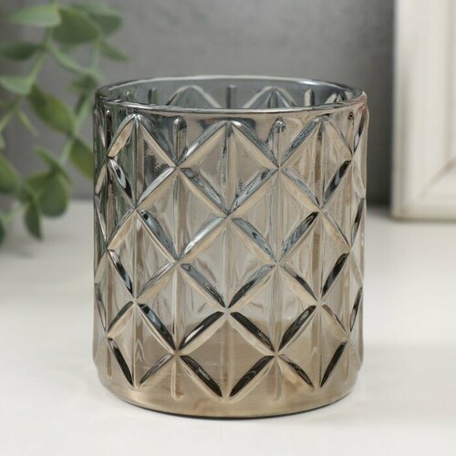 SUI Банка для свечей стекло Ромб прозрачный черный 200 мл 7х7х8 см 483₽