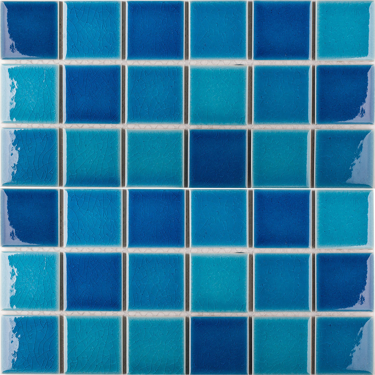 Мозаика Starmosaic 48х48 Crackle Blue Mixed Glossy Сетка Мозаика 30,6x30,6 (цена за 1 шт)