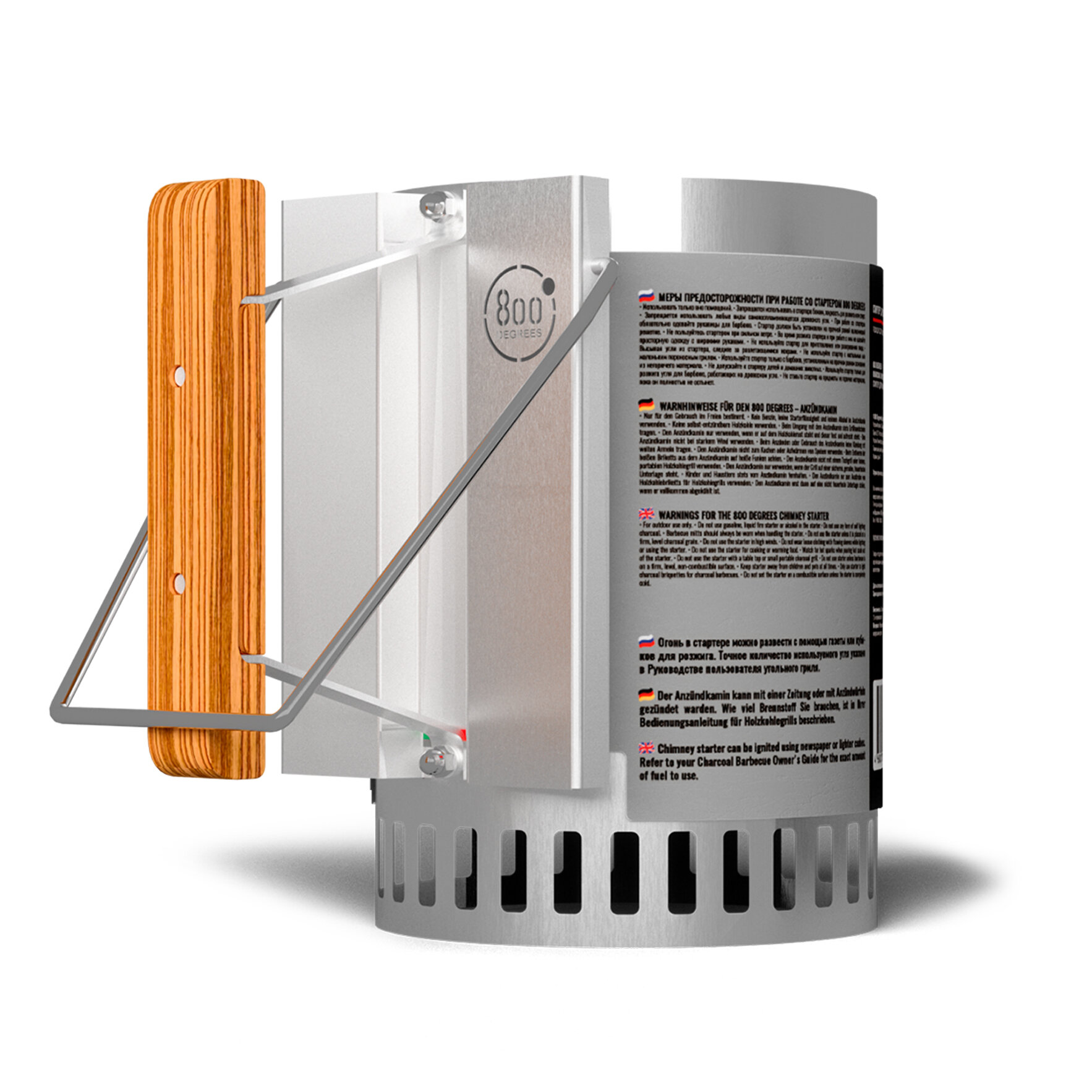 Стартер 800 DEGREES Chimney Starter XL для розжига угля, нержавеющая сталь — фото 8