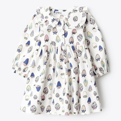 фото Платье kaftan, размер 86/92, белый/ягоды