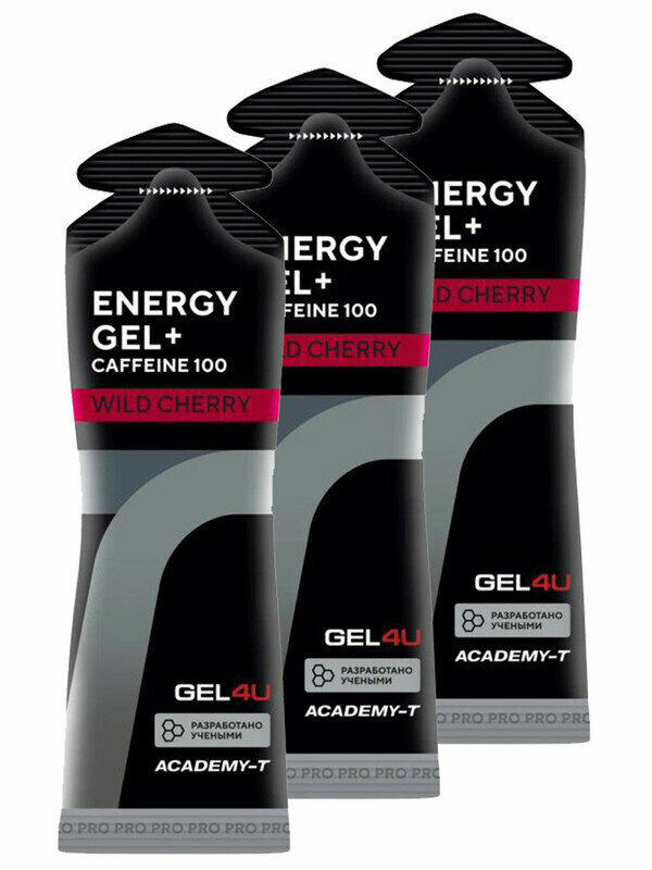 GEL4U, Energy Gel + Caffeine 100, 3х60мл (Вишня)