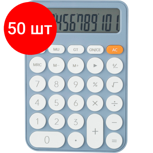 Комплект 50 штук, Калькулятор настольный комп. Deli EM124, 12-р, батар, 158x105мм, голубой