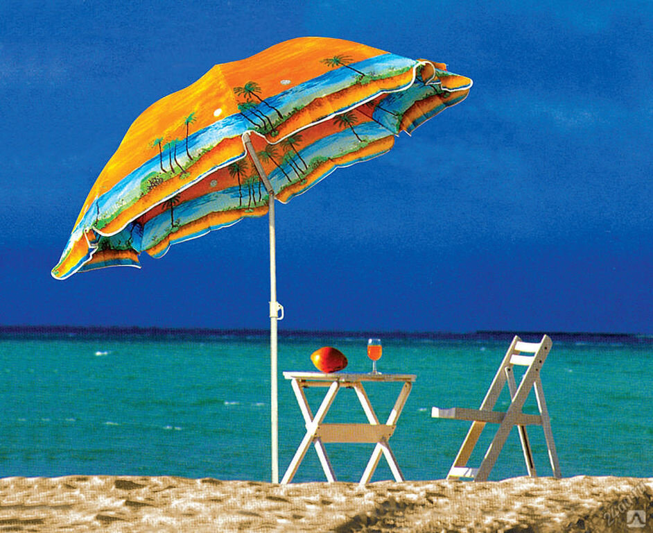 Зонт пляжный, 170 см, с механизмом наклона - фотография № 2