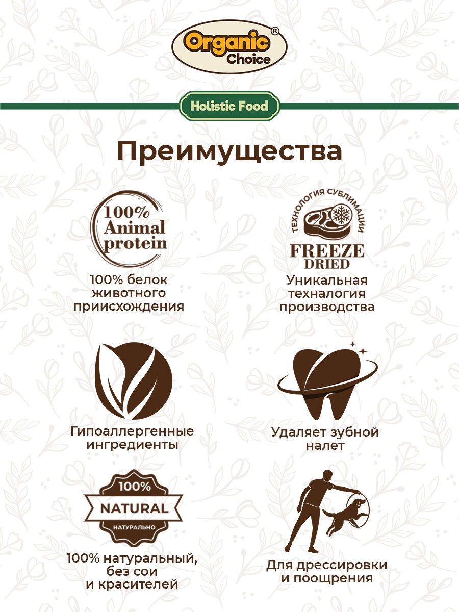 Organic Сhoice 50 г лакомство для собак уши говяжьи