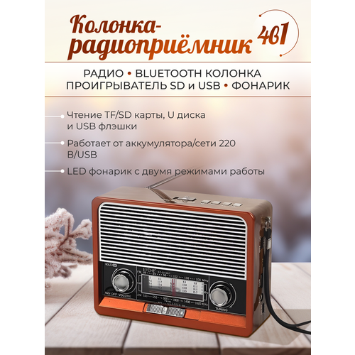 Портативный ретро радиоприёмник и Bluetooth колонка 2299₽