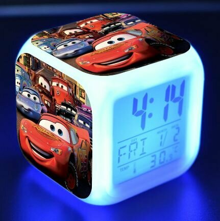 Электронные часы будильник ночник Маквин из мультика "Тачки" с подсветкой обучение сну