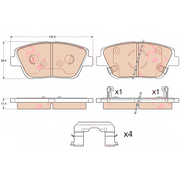 TRW GDB3540 (05P1736 / 12623 / 142312) gdb3540 колодки дисковые пер.\ optima III 1.7 / 2.0 / 2.4 12