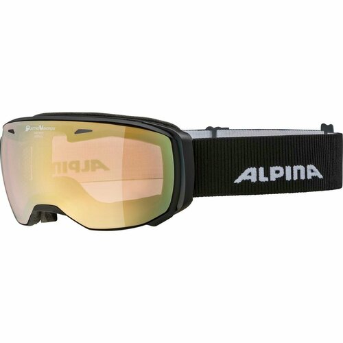 фото Маска горнолыжная alpina estetica qv black matt линза mirror gold