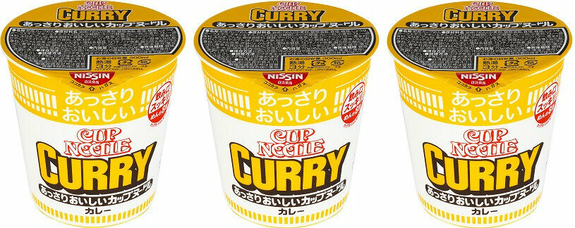 Суп-лапша быстрого приготовления Cup Noodle - 3 штуки в наборе с добавлением карри, Nissin Co, Ltd, Япония