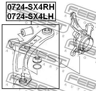 Рычаг передний правый, 0724SX4RH FEBEST 0724-SX4RH