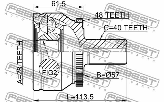 ШРУС наружный FEBEST 2710XC90A48