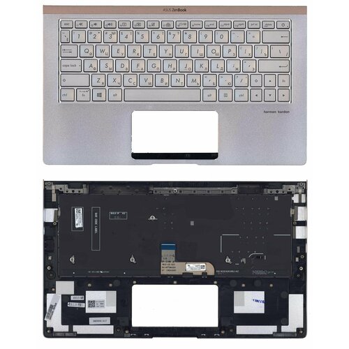 клавиатура для ноутбука asus n76v черная топ панель серебристая с подсветкой Клавиатура для ноутбука Asus UX333FA топ-панель серебристая с подсветкой