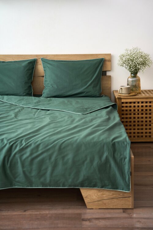 Комплект 2-спального постельного белья Esthetic Home зеленый с кантом