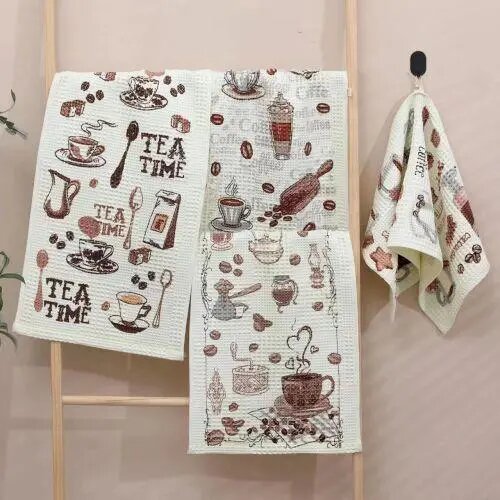 фото Полотенце кухонное вафельное 33*67см кофе