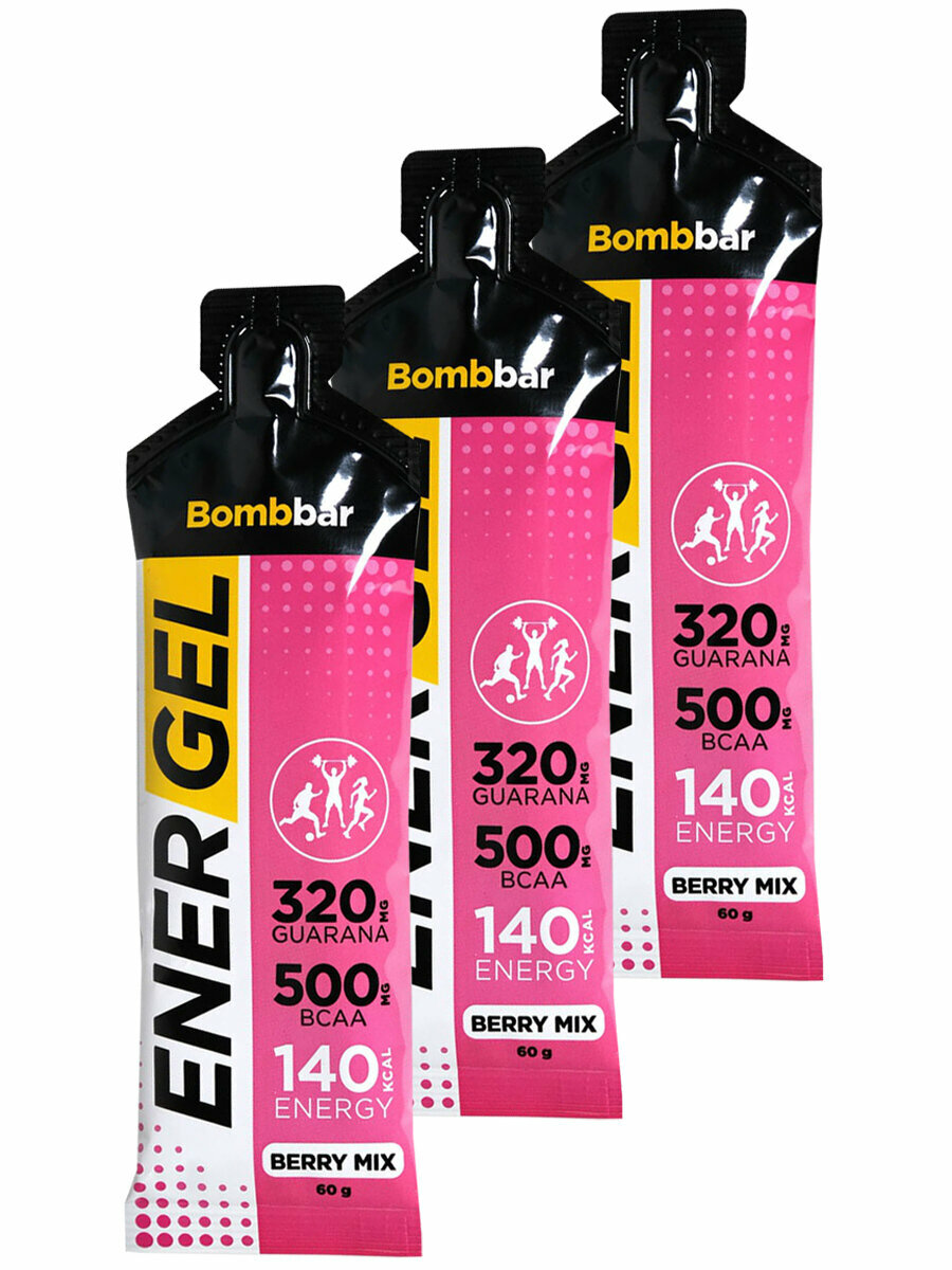 Bombbar, Энергетический гель Ener Gel, 3х60г (Ягодный микс)