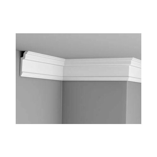Плинтус Glanzepol GPX-03, потолочный, белый, высота 80мм, ширина 30мм