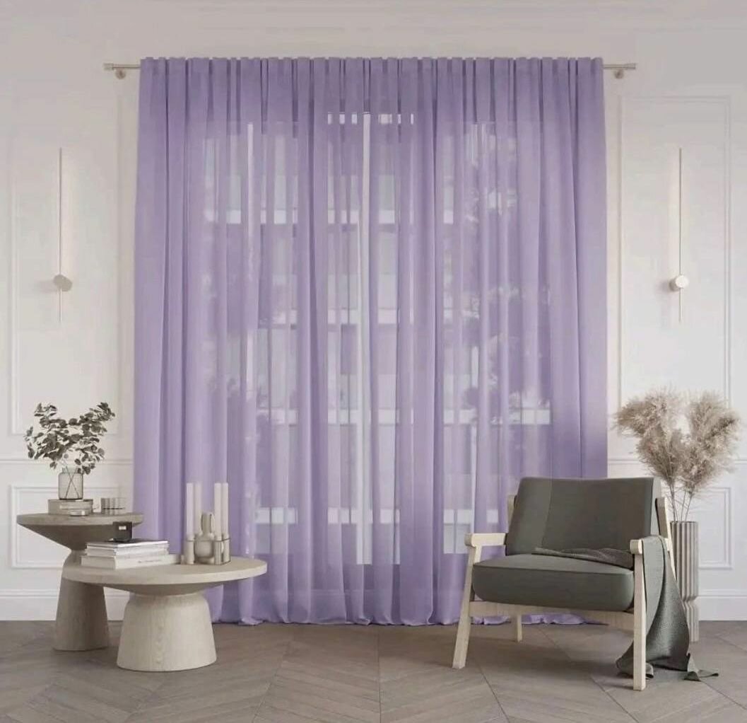 фото Тюль однотонная "Вуаль"- купил и повесил, 500х270 см, серая