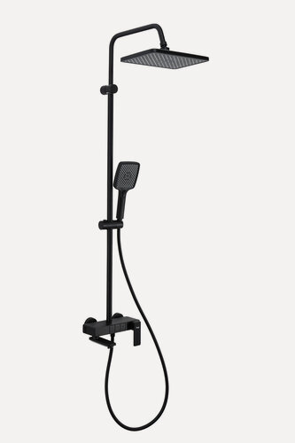 Изображение товара Душевая стойка с тропическим душем Frap F24202-6, алюминий, в черном цвете