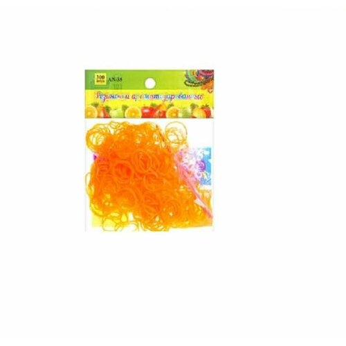 Набор ароматизированных резиночек для плетения браслетов пакет 300 резиночек оранжевых