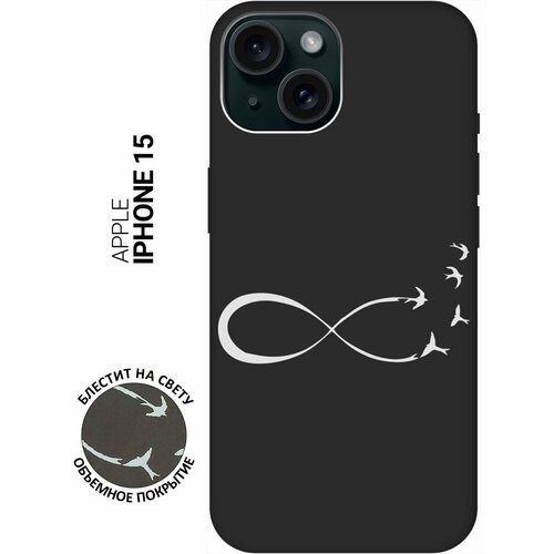 фото Силиконовый чехол на apple iphone 15 / эпл айфон 15 с рисунком "infinity w" soft touch черный slvgo