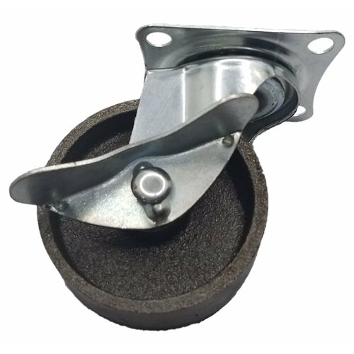 Термостойкое колесо викарт 73 мм поворотное с тормозом, чугун