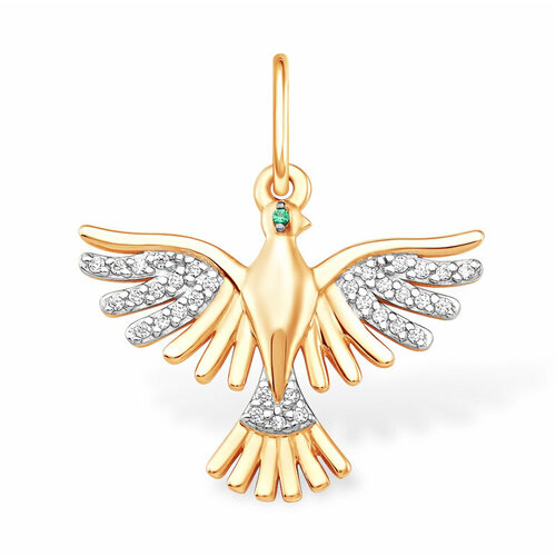 Подвеска VOROBYEVA, красное золото, 585 проба, фианит, размер 2.3 см.