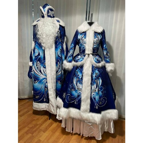 Комплект Костюм Дед Мороз (оверзайз) и Снегурочка (размер М) 184 1 карнавальный костюм дед мороз плюш синий взр р 54 56 дед мороз и снегурочка батик