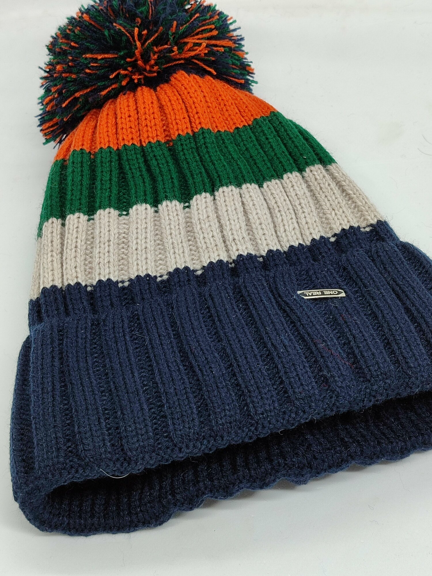 Шапка RaFF для мужчин, размер 54/62, серый, синий, желтый — фото 1