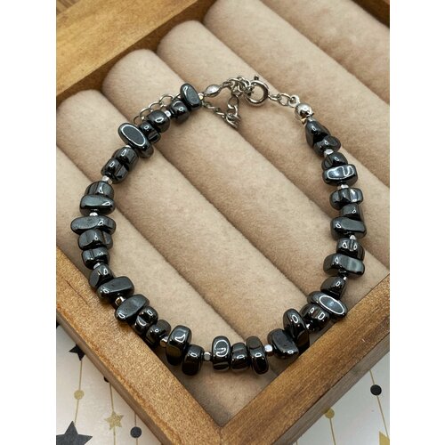 фото Браслет el tro, гематит, 1 шт., размер 18 см, размер m, серебряный