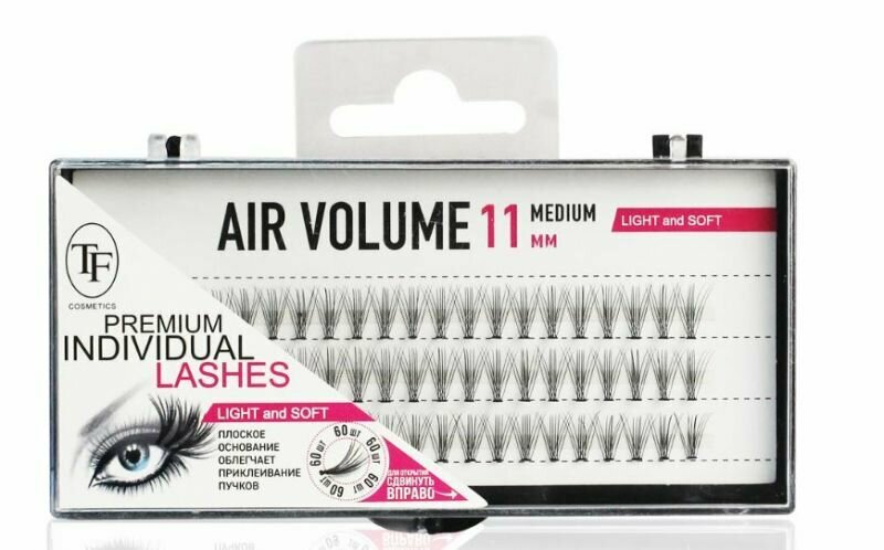 фото TF Cosmetics Пучки ресниц для наращивания Premium Individual, черные, М208, 11 мм Medium