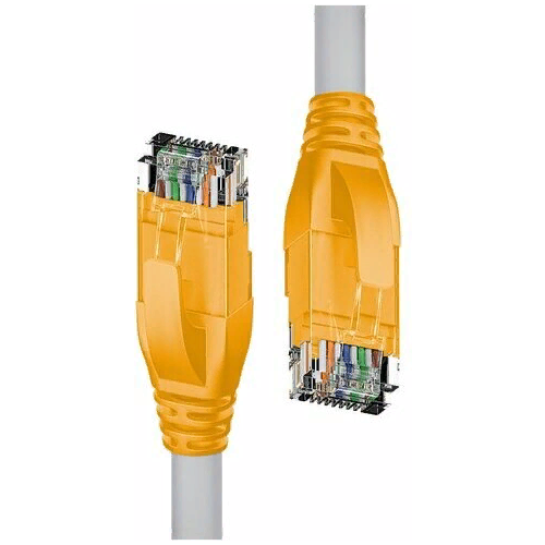 Патч-корд 4PH прямой 1.0m UTP кат.5e, серый, желтые коннекторы, 24 AWG, литой, ethernet high speed 1 Гбит/с, RJ45, T568B патч корд литой telecom utp кат 5e серый 1 5м 1 200