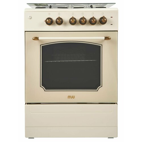 Комбинированная плита MIU 6317 ERPCH ретро бежевая 60 см 3 газовых и одна электрическая конфорки электрическая духовка чугунные решетки 2877000₽
