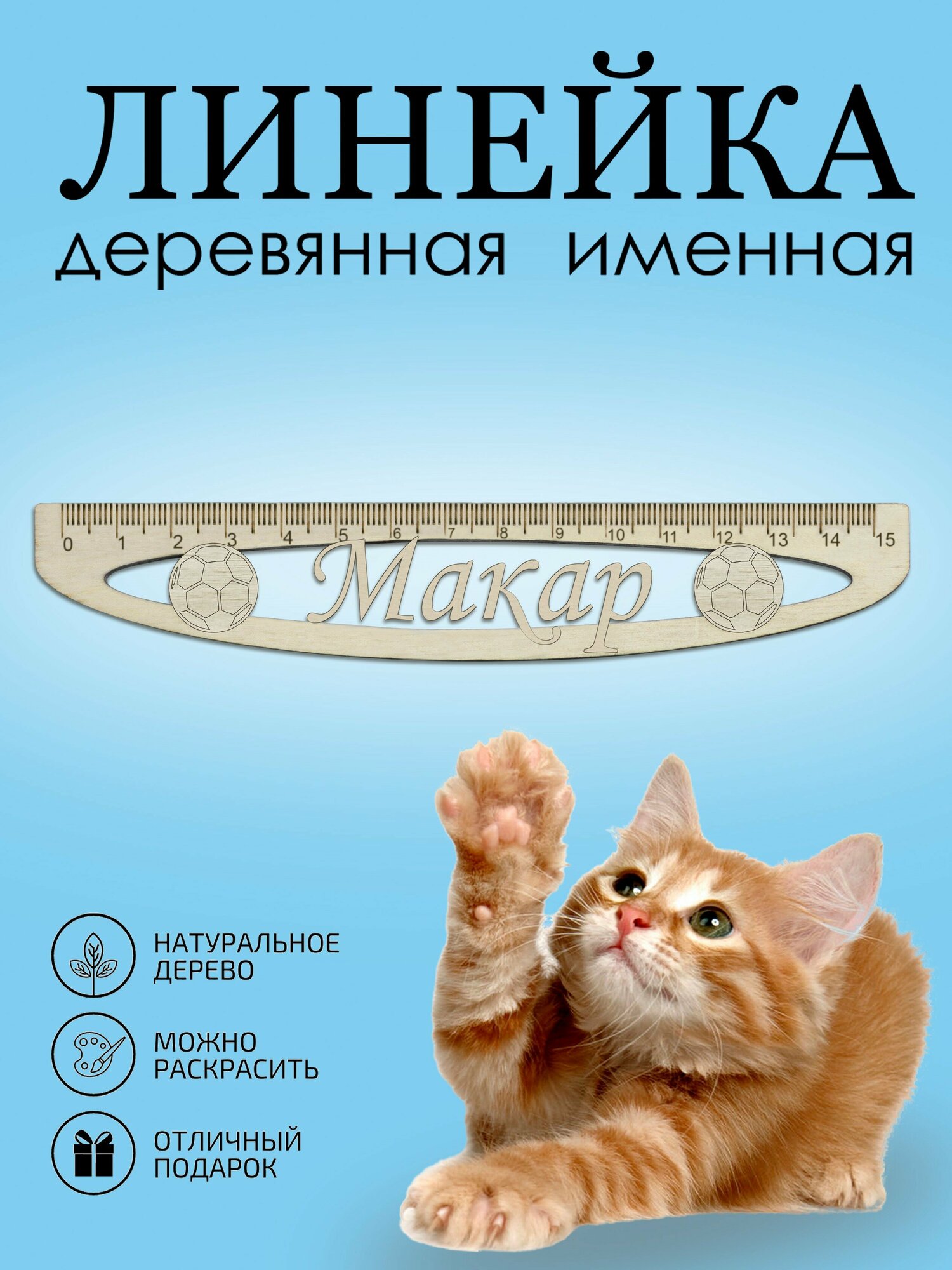 Линейка именная школьная Макар