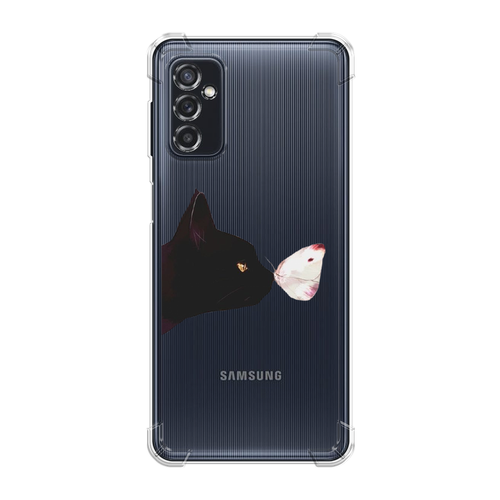 Противоударный силиконовый чехол на Samsung Galaxy M52 / Самсунг Галакси M52 с рисунком Черный кот и бабочка противоударный силиконовый чехол на samsung galaxy m52 самсунг галакси m52 с рисунком талисман арт черный