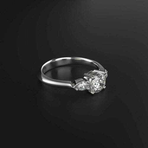 Кольцо помолвочное Constantine Filatov помолвочное кольцо с бриллиантами, белое золото, 585 проба, родирование, бриллиант, размер 18.25, белый