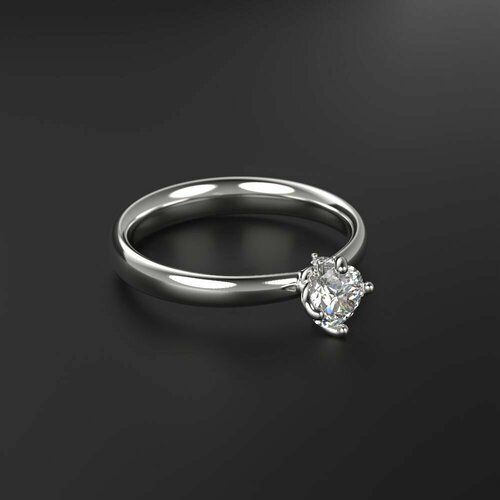 Кольцо помолвочное Constantine Filatov помолвочное кольцо с бриллиантом, белое золото, 585 проба, родирование, размер 15.75, белый