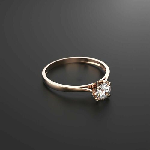 Кольцо помолвочное Constantine Filatov помолвочное кольцо с бриллиантом, красное золото, 585 проба, бриллиант, размер 19.5, розовый