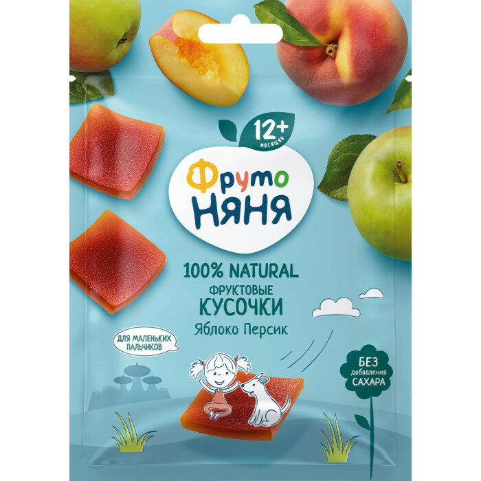 Пюре ФрутоНяня с кусочками яблоко-персик с 12 месяцев, 53 г, 1 шт - фото №8