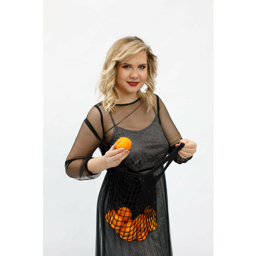 Сумка авоська ALMED Французская авоська, фактура вязаная, черный