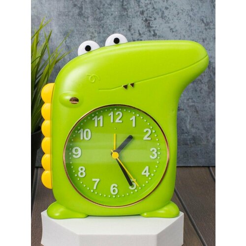 Часы настольные с будильником Crocodile green зеленый