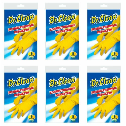 Dr. Clean Перчатки хозяйственные резиновые Размер S, 6 шт