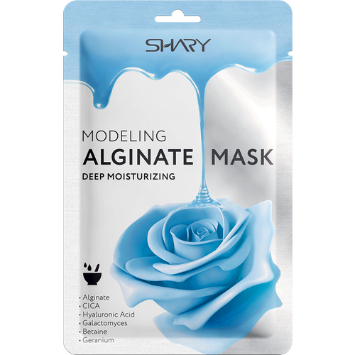 Артикул: 1398-203. Вес: 30 гр, Размер упаковки: 17 x 0.5 x 11 см, Температурное ограничение: Нет, Область применения: Для лица, Тип маски: Альгинатная. Действие активных компонентов: интенсивное увлажнение и питание; разглаживание рельефа; снятие воспалений; улучшение клеточного метаболизма; смягчение; повышение эластичности и упругости; выравнивание тона; насыщение минеральными веществами, аминокислотами и витаминами; моделирование контуров лица; ускорение процессов регенерации клеток и синтеза коллагена; антиоксидантная защита; усиление иммунитета кожи. Применение: содержимое пакетика разведите холодной водой (60-70 мл) до однородной консистенции густой сметаны. Маска очень быстро пластифицируется, поэтому применять ее нужно сразу после смешивания. Широкой плотной кистью или лопаточкой нанесите маску толстым слоем (2-3 мм) на очищенную кожу лица и шеи. По желанию можно нанести маску на все лицо, включая зону губ и глаз, оставив только ноздри. Через 25-30 минут снимите маску одним пластом снизу вверх, предварительно смочив подсохшие края водой. Удалите остатки маски влажным спонжем или салфеткой. Рекомендованный курс 10-15 процедур с периодичностью 2-3 раза в неделю. Под маску можно нанести сыворотку Shary, альгинат усилит ее действие в несколько раз. Утилизировать только в мусорное ведро. Нельзя смывать остатки альгинатной маски в трубопровод: она не растворяется в воде и может стать причиной засора. Состав: Diatomaceous Earth, Calcium Sulfate, Glucose, Algin, Potassium Alginate, Нyaluronic acid, Betaine, Allantoin, Galactomyces Ferment Filtrate, Portulaca Oleracea Extract, Centella Asiatica Extract, Scutellaria Baicalensis Root Extract, Sodium Benzoate, Tetrapotassium Pyrophosphate, Cellulose Gum, Ultramarines, Geranium Maculatum Oil.