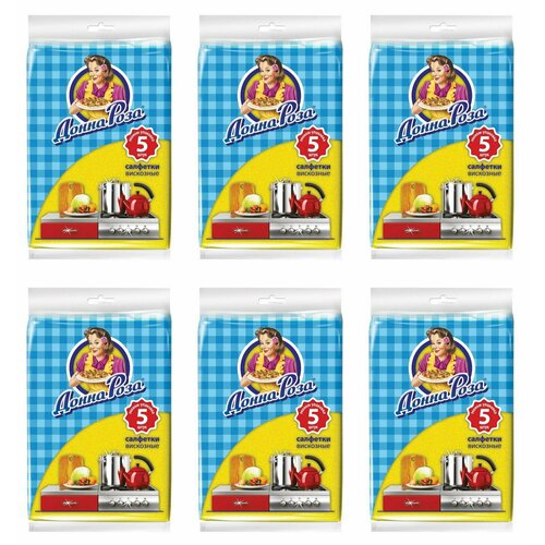 Донна Роза Салфетки вискозные, 5 штук, 6 упаковок