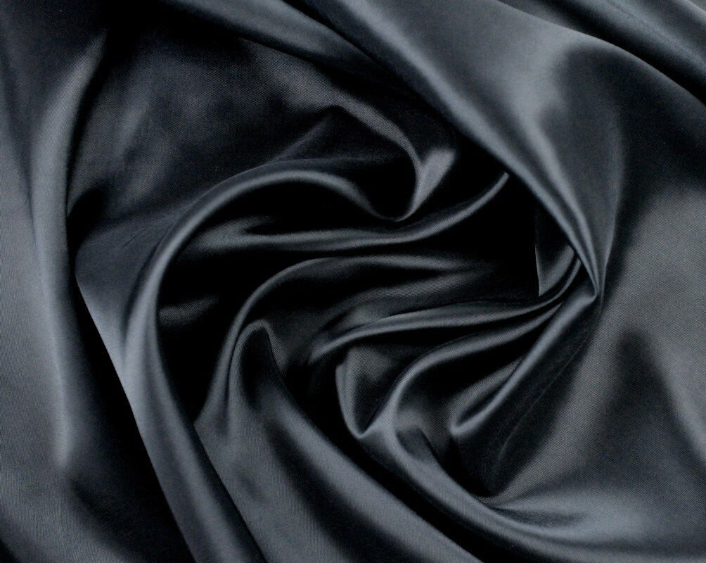 фото Ткань подкладочная черная, ширина 150 см, 1М, плотность 190Т 100%ПЭ