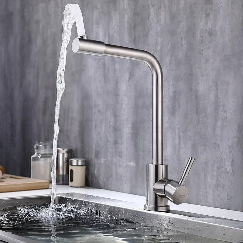 Смеситель для кухни Solone EZA4-B090 с высоким поворотным изливом, кран на кухню, цвет: хром — фото 1