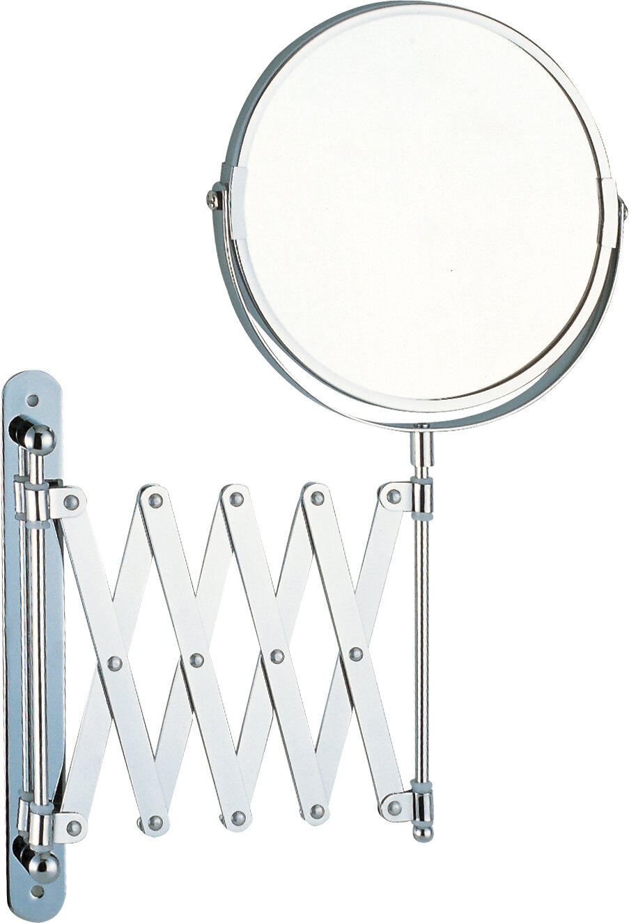 Зеркало косметическое M-1612 двухстороннее (Х5) настенное (диаметр:17см, хром. металл, стекло)