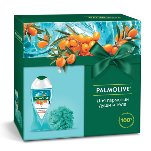 Набор подарочный Palmolive Гель для душа гиалуроновая кислота + мочалка, 250мл